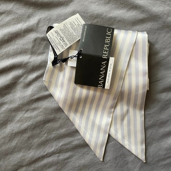 NWT Banana Republic blue and white striped skinny scarf - Picture 2 of 6